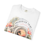 Floral Camera T-shirt in White, folded front detail.