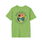 Uncharted Tribe Collective T-Shirt — Shoreline Seal in Lime, back view.