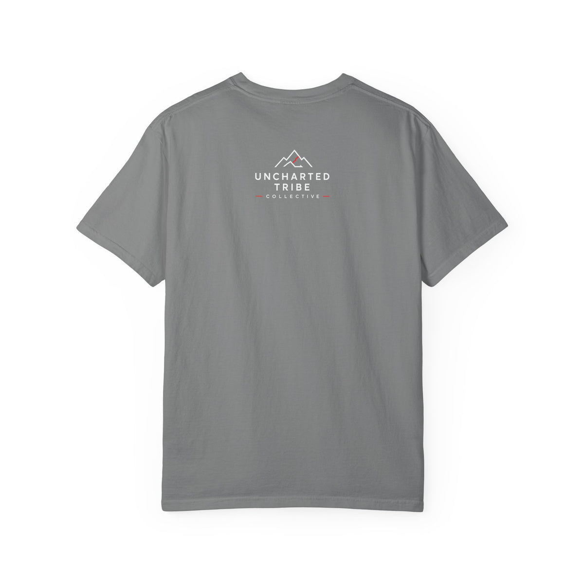Floral Camera T-shirt in Grey, back view with a small upper-back logo.