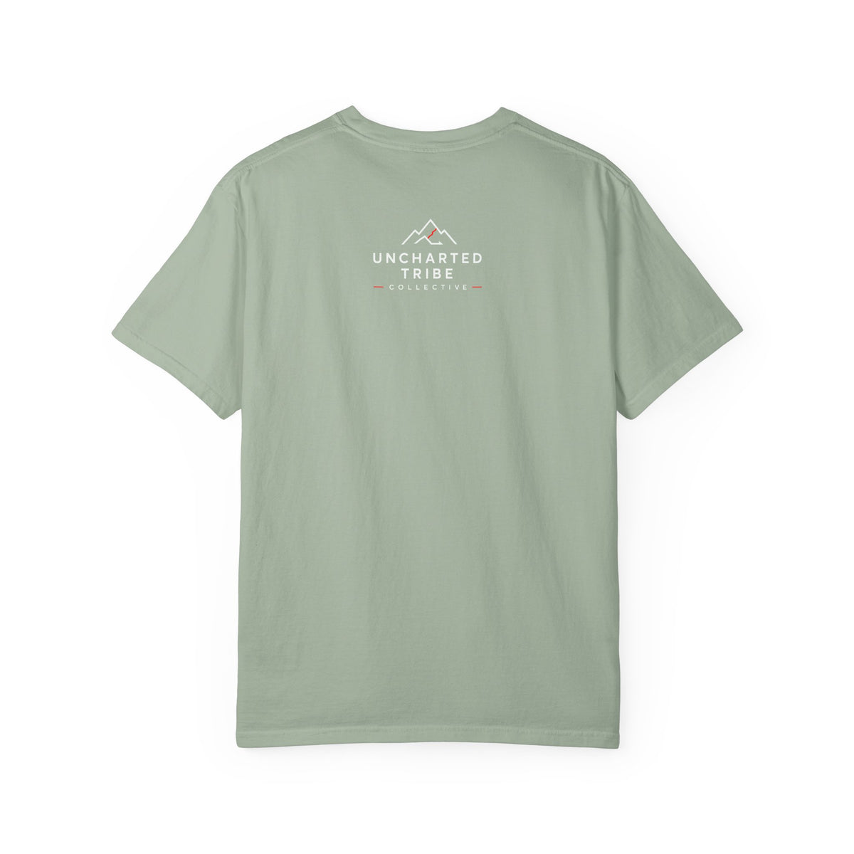 Floral Camera T-shirt in Bay, back view with a small upper-back logo.