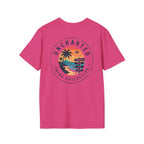Uncharted Tribe Collective T-Shirt — Shoreline Seal in Heliconia, back view.