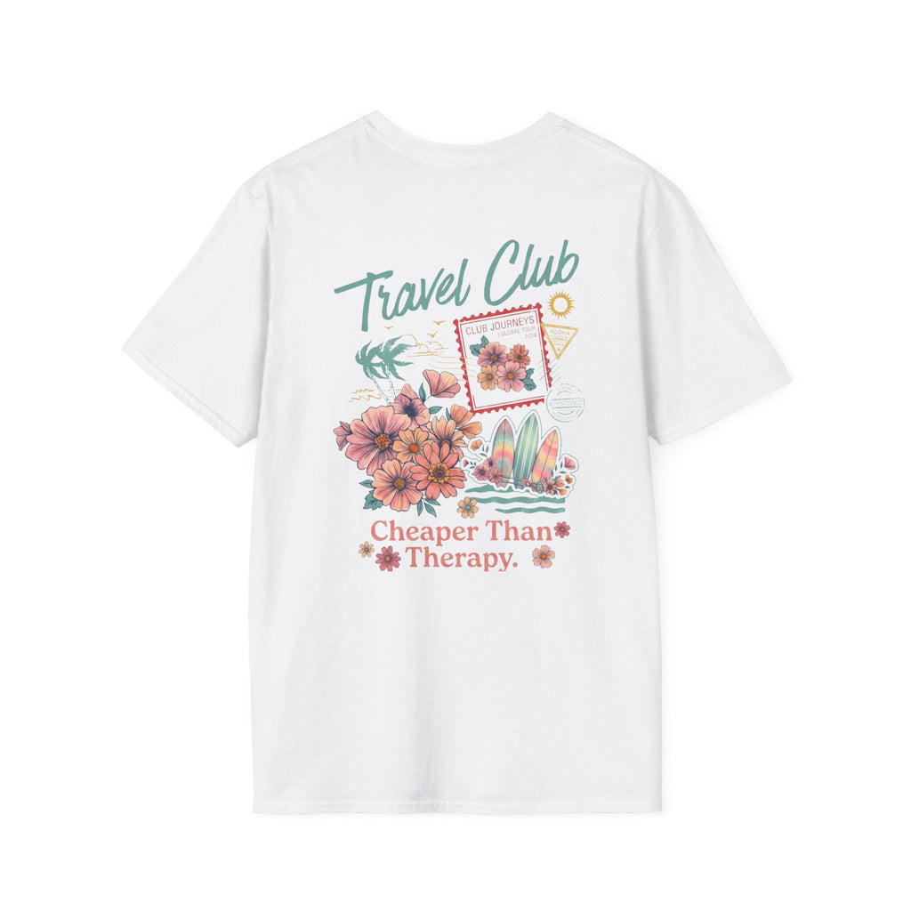 Travel Club T-Shirt in White, back view.