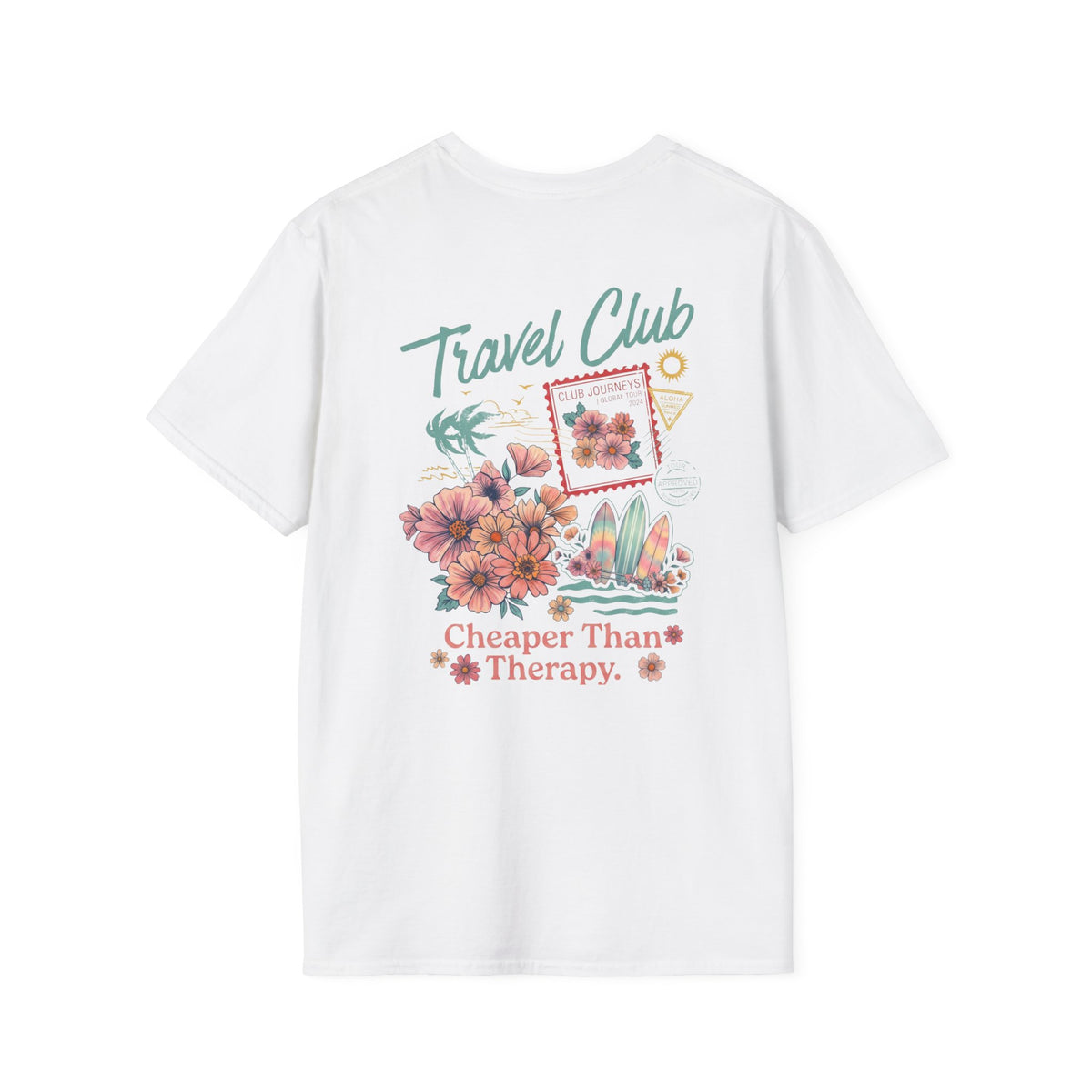 Travel Club T-Shirt in White, back view.