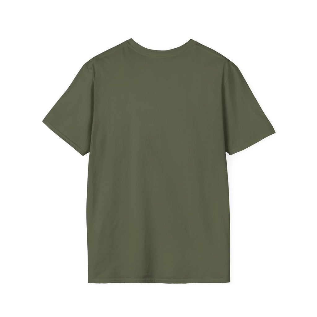 Floral Camper Van 2 T-Shirt in Military Green, plain back view.