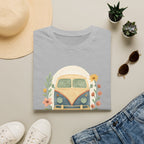 Floral Camper Van 2 T-Shirt in Sport Grey, folded front flat lay.