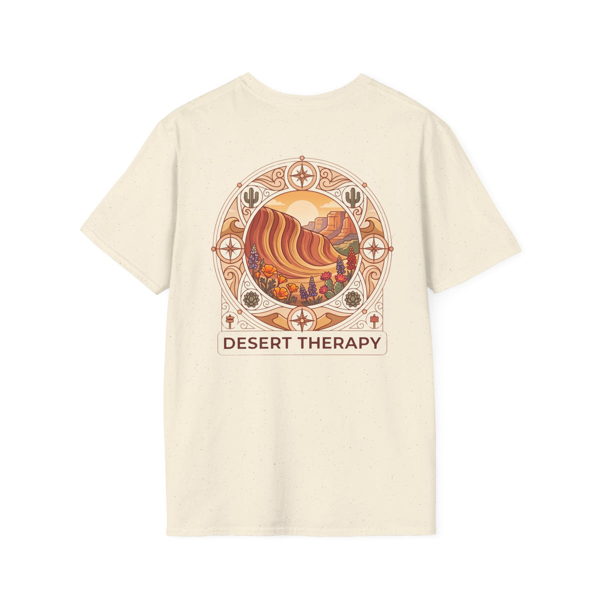 Desert Therapy T-Shirt — Desert Arch in Natural, back view.