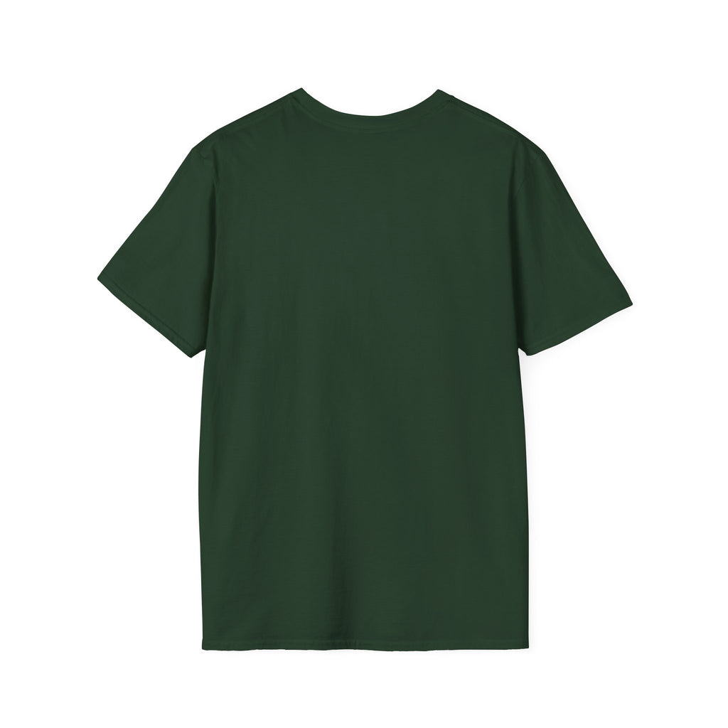 Floral Camper Van 2 T-Shirt in Forest Green, plain back view.