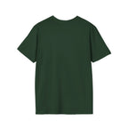 Floral Camper Van 2 T-Shirt in Forest Green, plain back view.
