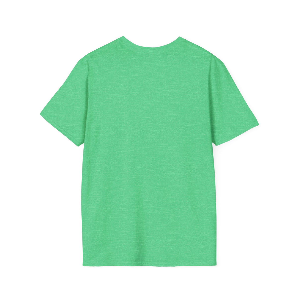 Floral Camper Van 2 T-Shirt in Heather Irish Green, plain back view.