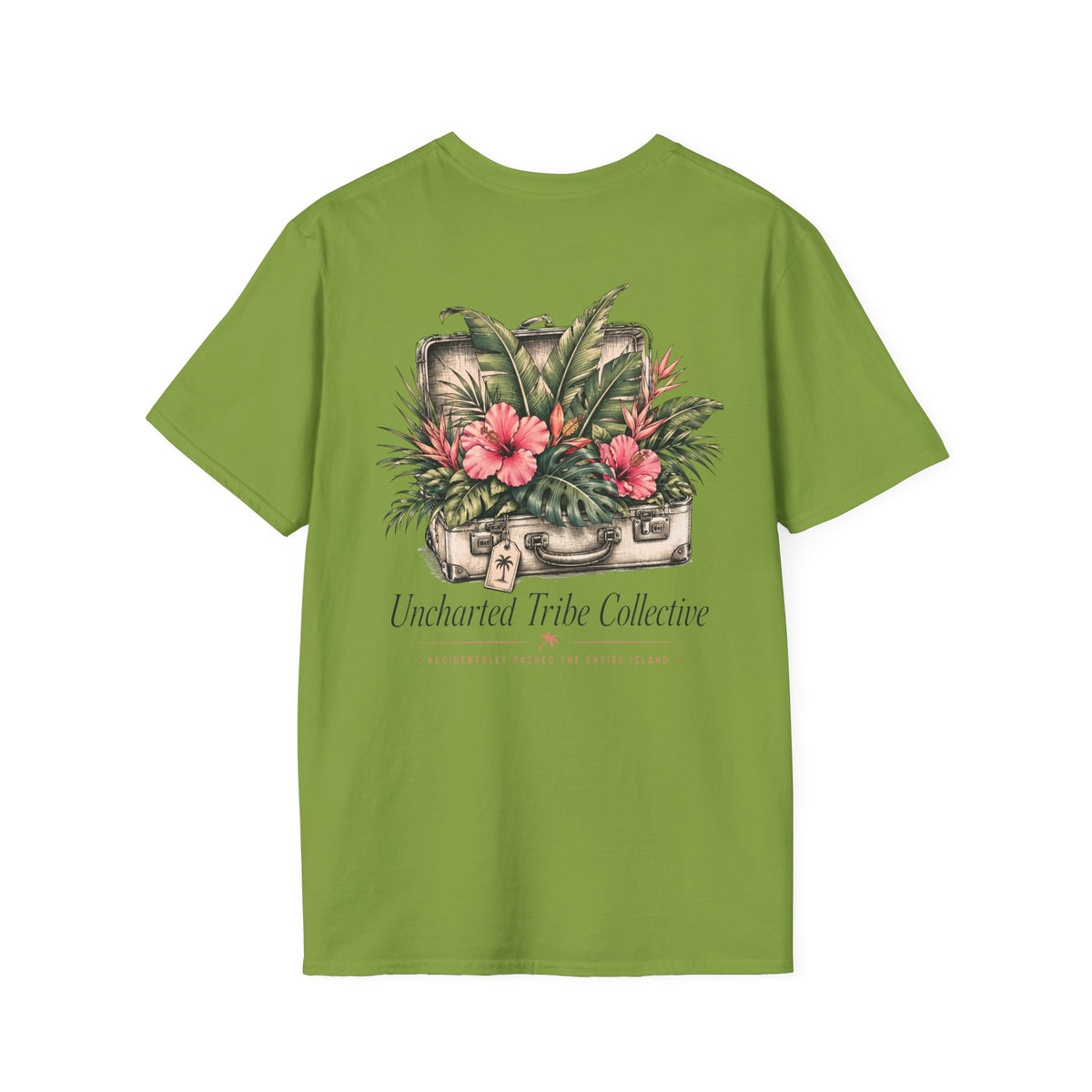 Packed the Island T-Shirt in Kiwi, back view.