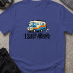 I Sleep Around T-Shirt in Metro Blue, front view.