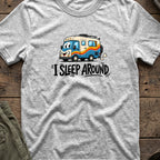 I Sleep Around T-Shirt in Sport Grey, front view.