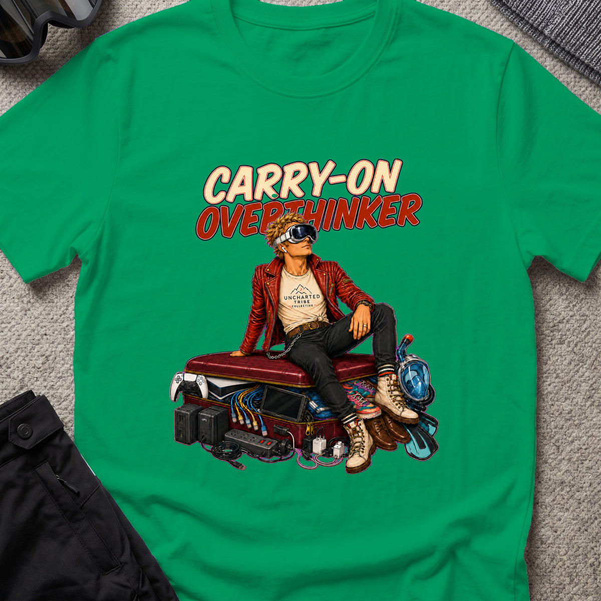 Carry-On Overthinker Part II in Kelly Green, front view.