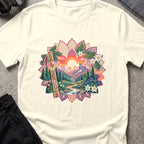Floral Mountains T-Shirt in Natural, front view.