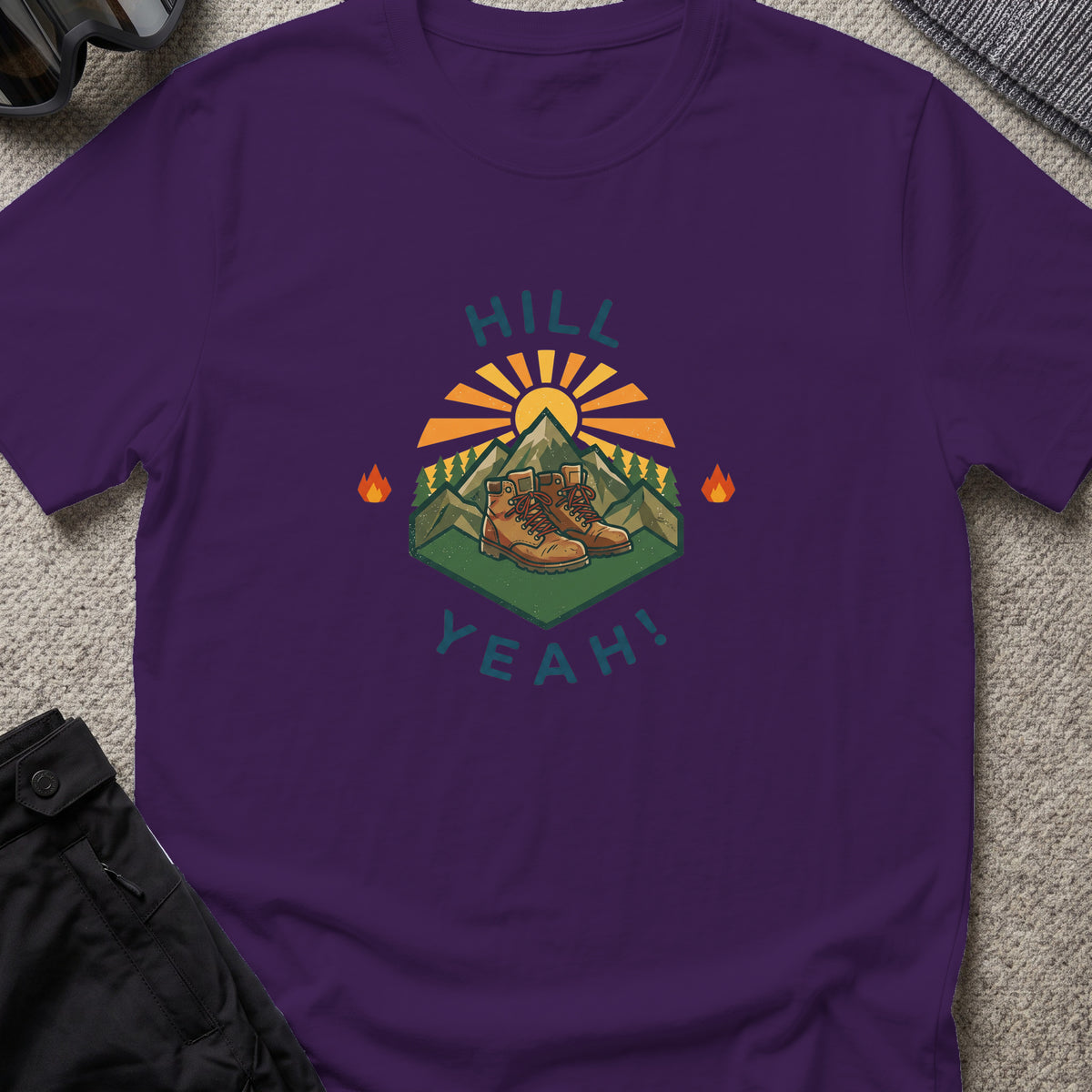Hill Yeah T-Shirt in Purple, front view.