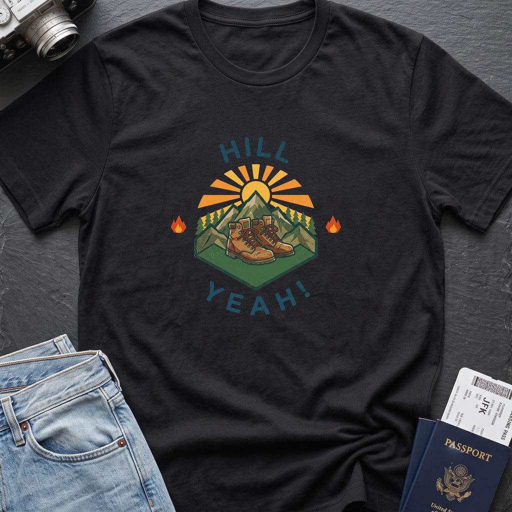 Hill Yeah T-Shirt in Black, front view.