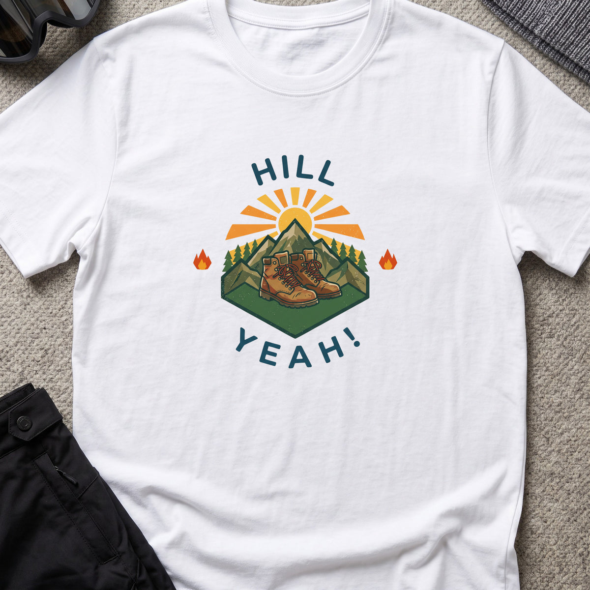 Hill Yeah T-Shirt in White, front view.