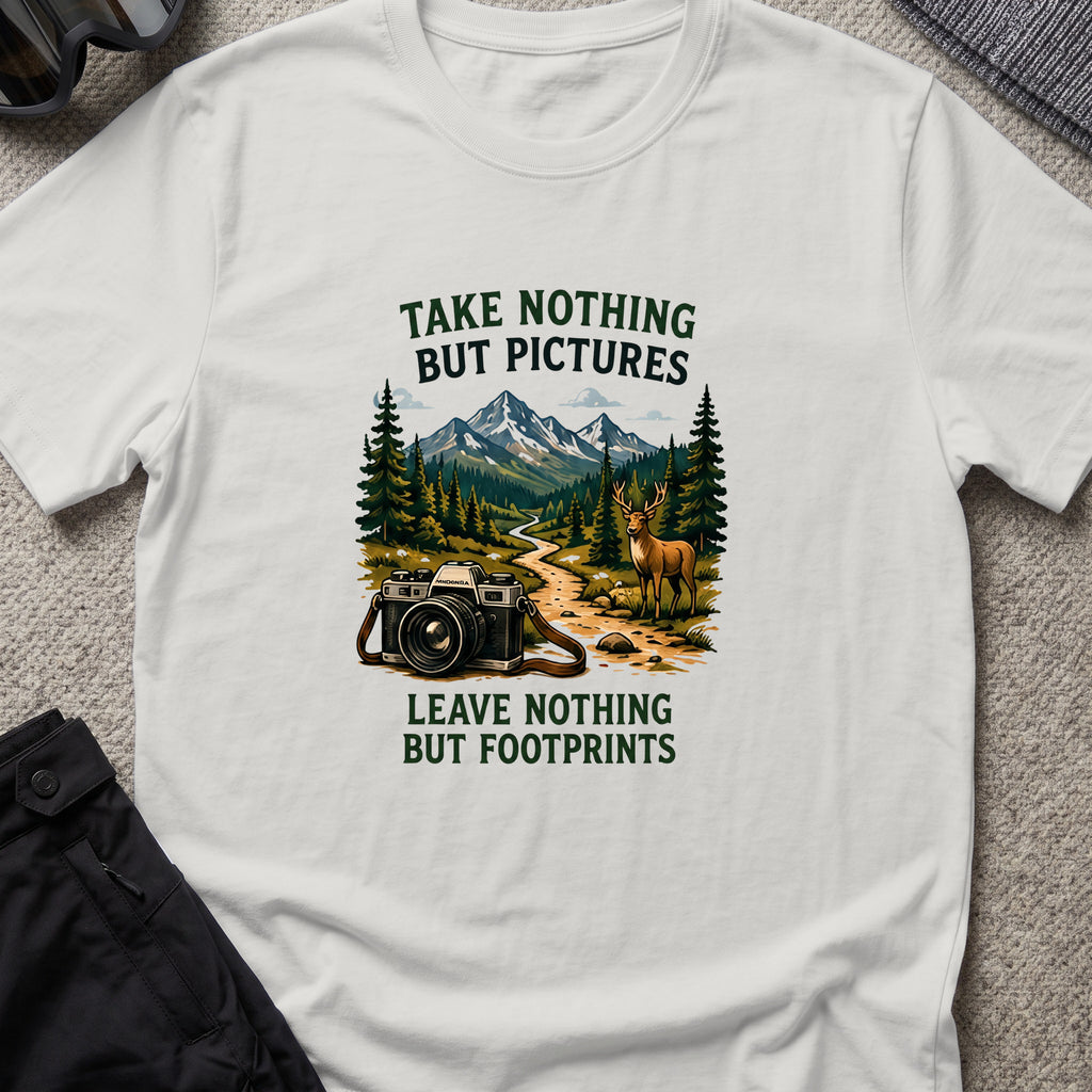 Take Nothing but Pictures T-Shirt in Ice Grey, front view.