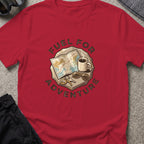 Fuel for Adventure T-Shirt in Antique Cherry Red, front view.