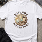 Fuel for Adventure T-Shirt in White, front view.