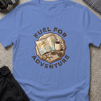 Fuel for Adventure T-Shirt in Iris, front view.