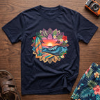 Floral Surf T-Shirt in Navy, front view.