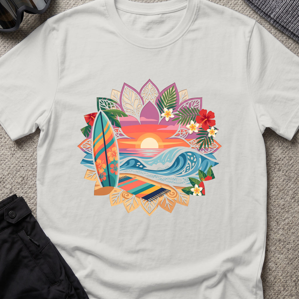 Floral Surf T-Shirt in Ice Grey, front view.
