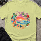 Floral Surf T-Shirt in Pistachio, front view.
