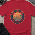 Destination: Somewhere T-Shirt in Antique Cherry Red, front view.