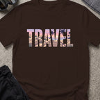 Travel Boardwalk T-Shirt in Dark Chocolate, front view.