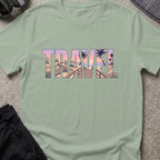 Travel Boardwalk T-Shirt in Sage, front view.