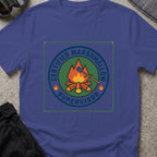 Certified Marshmallow Manager T-Shirt in Metro Blue, front view.