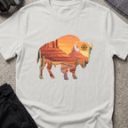 Desert Bison T-Shirt in Ice Grey, front view.