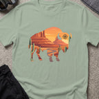 Desert Bison T-Shirt in Sage, front view.