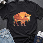 Desert Bison T-Shirt in Black, front view.