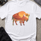 Desert Bison T-Shirt in White, front view.