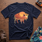 Desert Bison T-Shirt in Navy, front view.