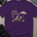 Cat Family that Travels Together T-Shirt in Purple, front view.