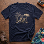 Cat Family that Travels Together T-Shirt in Navy, front view.