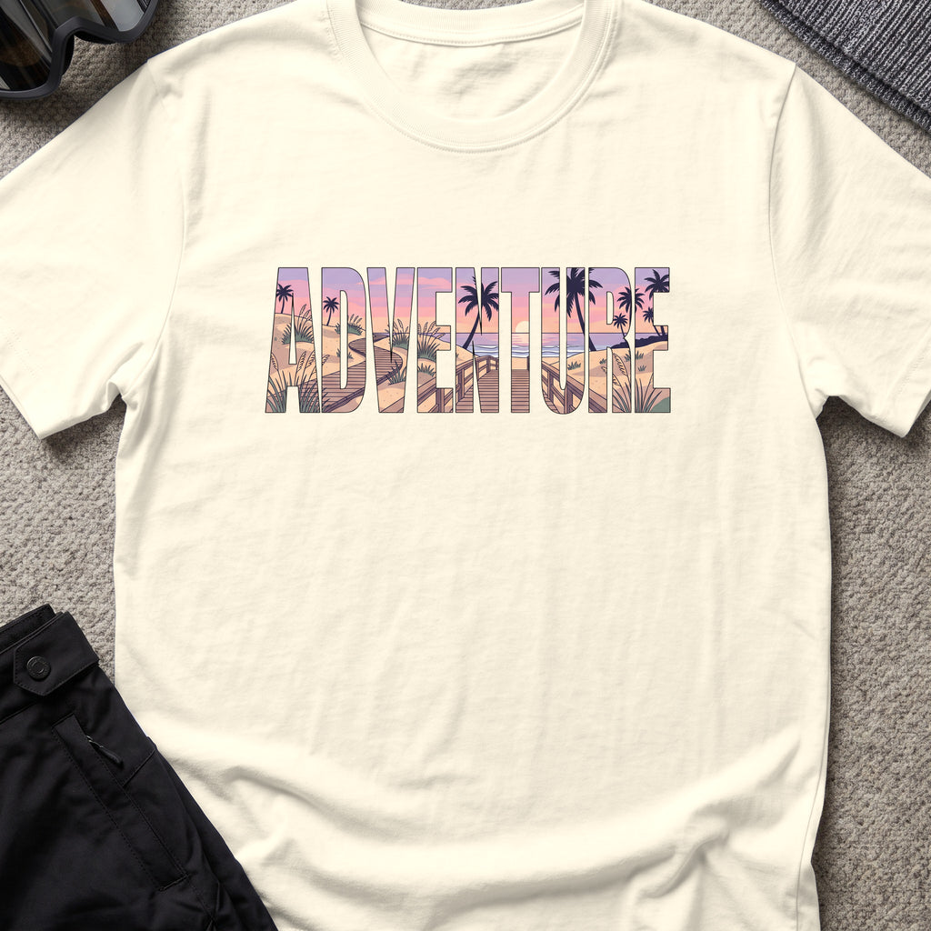 Adventure Boardwalk T-Shirt in Natural, front view.
