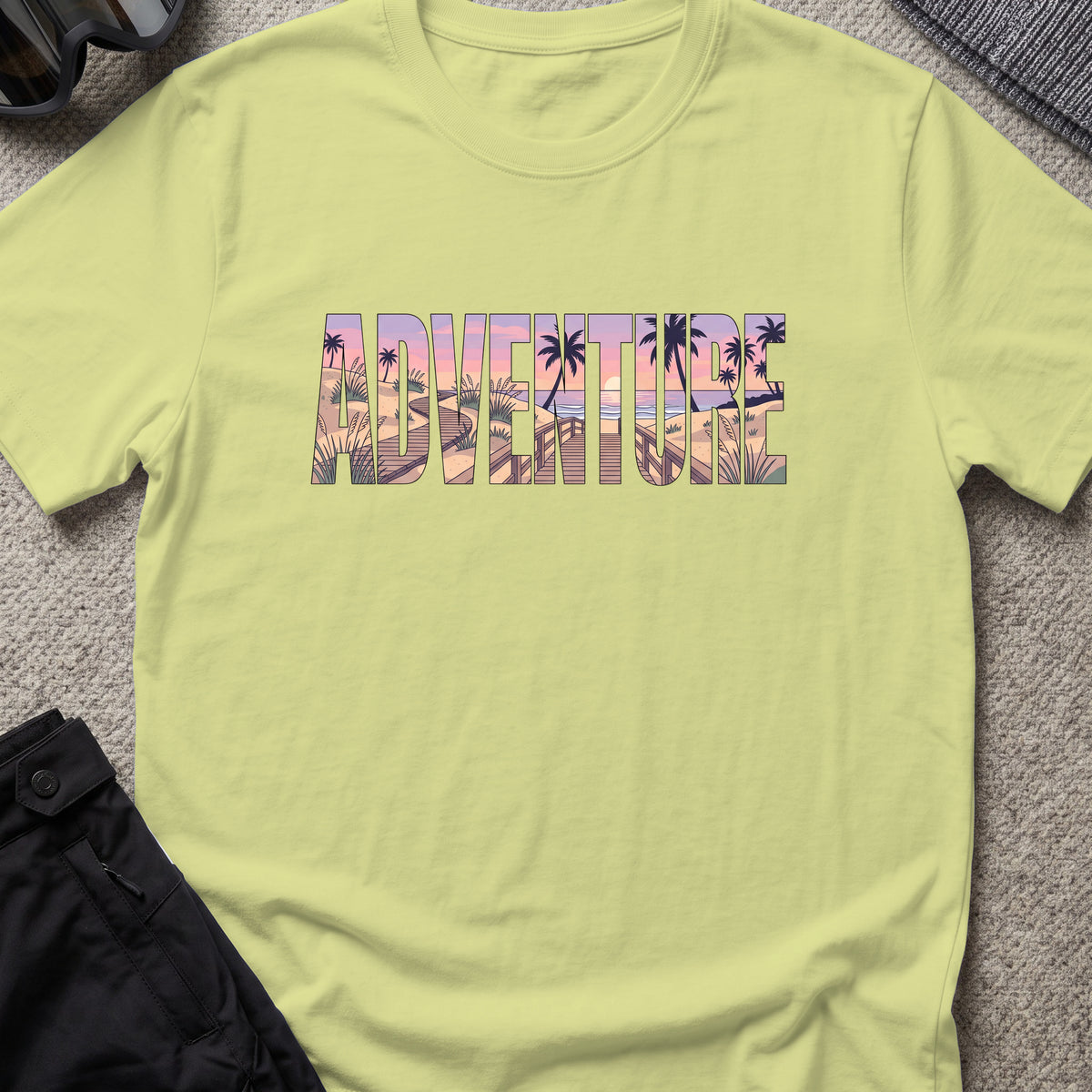 Adventure Boardwalk T-Shirt in Pistachio, front view.