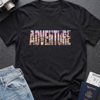 Adventure Boardwalk T-Shirt in Black, front view.