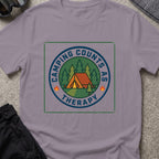 Camping counts as therapy T-Shirt in Paragon, front view.