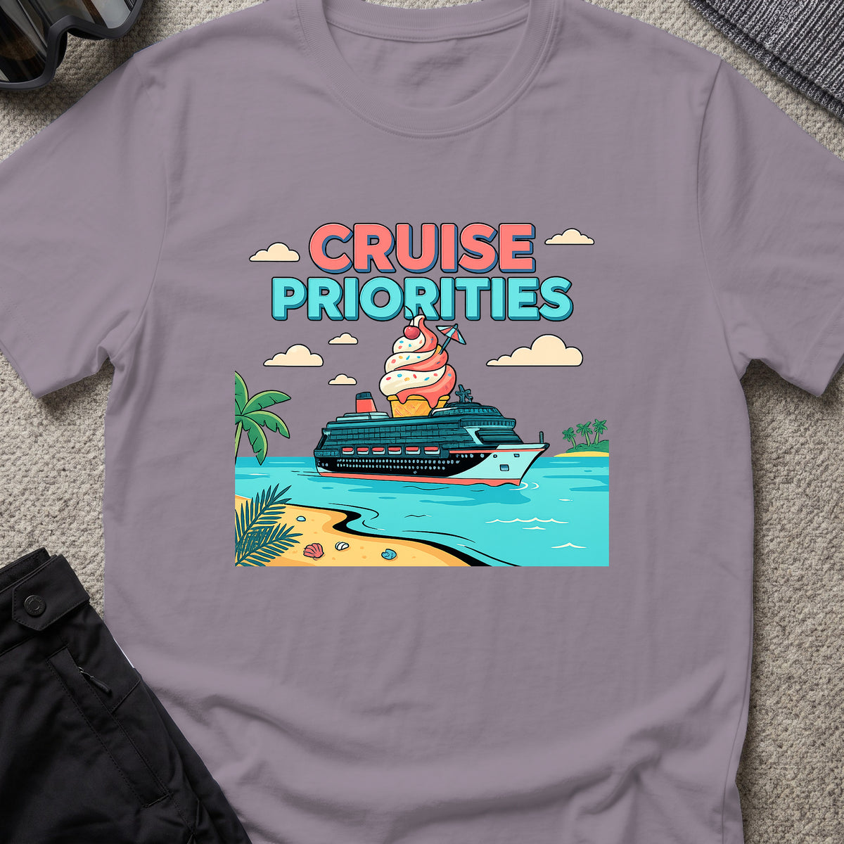 Cruise Priorities T-Shirt in Paragon, front view.