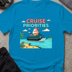 Cruise Priorities T-Shirt in Sapphire, front view.
