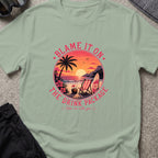 Blame It On The Drink Package — Sunset Cove T-Shirt in Sage, front view.