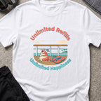 Unlimited Happiness T-Shirt in White, front view.