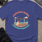 Unlimited Happiness T-Shirt in Metro Blue, front view.