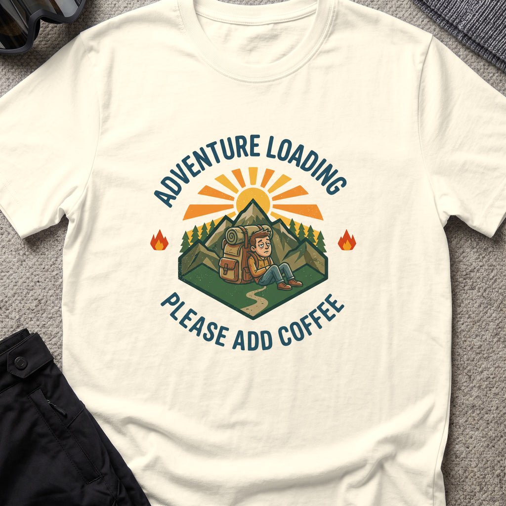Adventure Loading T-Shirt in Natural, front view.