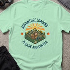 Adventure Loading T-Shirt in Mint Green, front view.